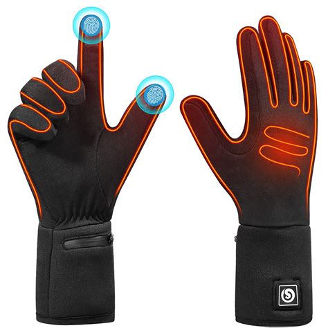 This thin glove liner is designed with Lycra, Neoprene, Cotton, Fleece, Touch sensor index finger that allows you to work while you stay warm. . Snow deer heated gloves